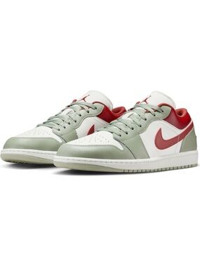 Nike Air Jordan 1 Low Men's Sneakers - White, Sage & Red